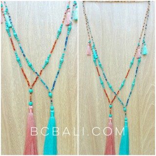 mixed beads necklace colorful tassels fashion design bulk free shipping